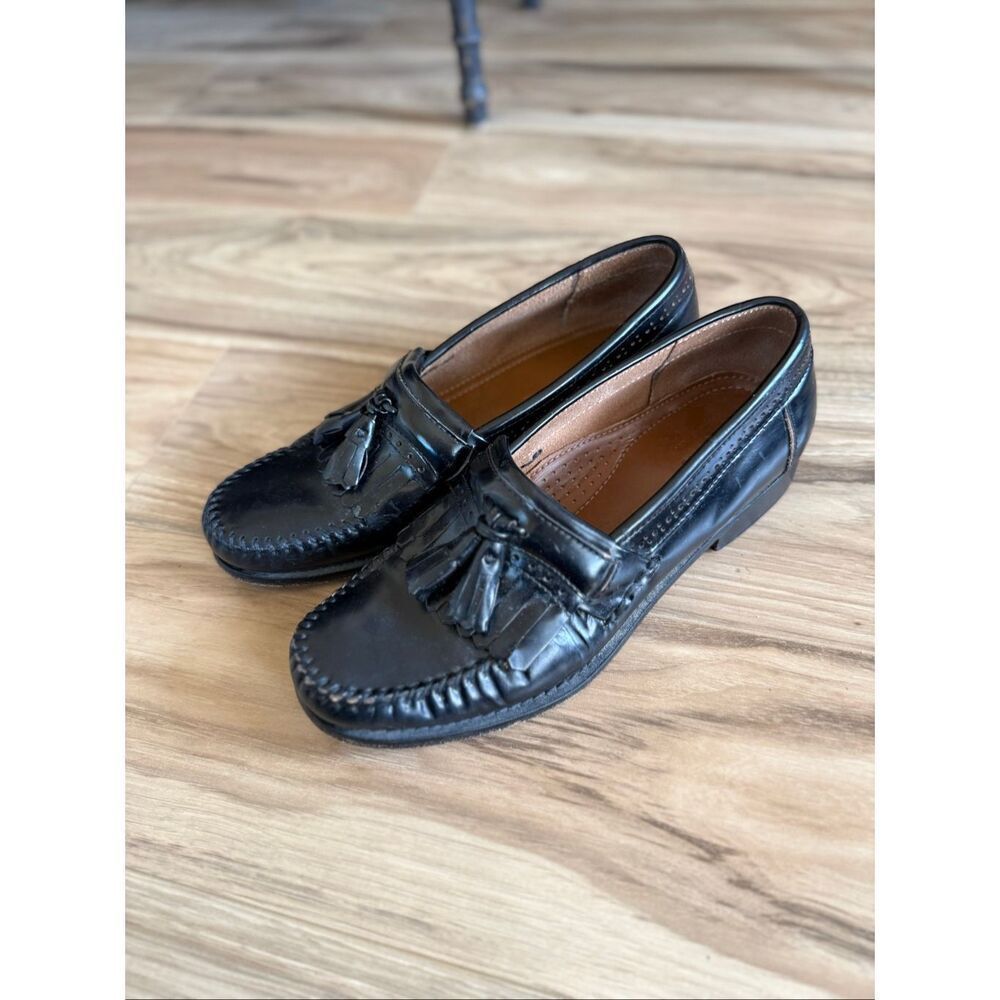 Bass Weejuns 1820 Mens Black Leather Jeremy Slip On Tassel Loafers Size 8.5
